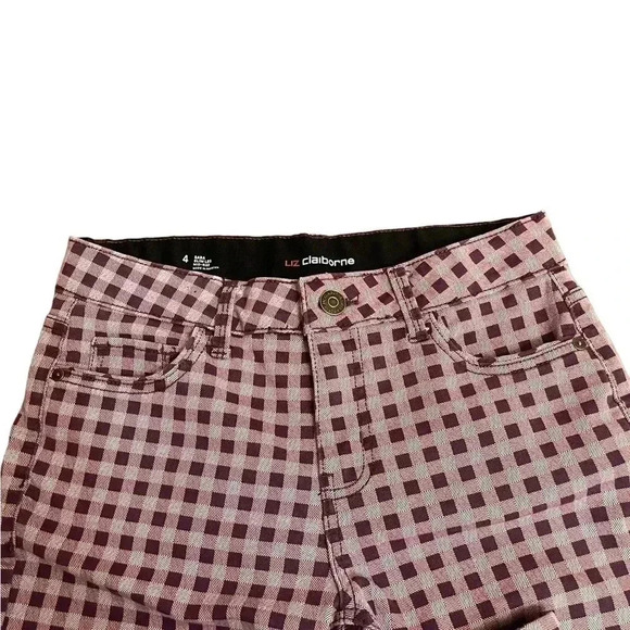 Liz Claiborne Sara Slim Leg Mid Rise Tummy Control Plaid Pants Women’s Size 4 - Picture 3 of 15